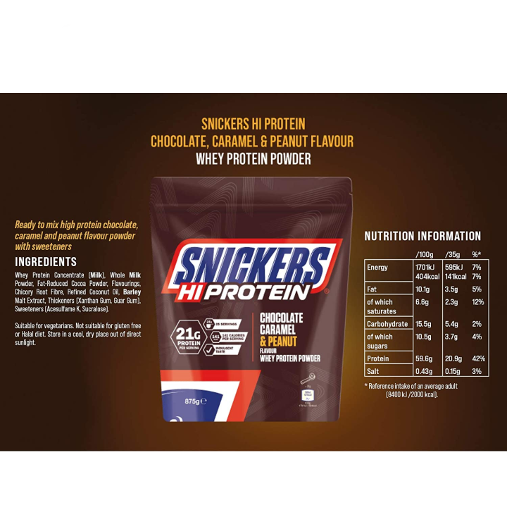 Mars Snickers Hi Protein Powder – Chocolate Caramel & Peanut — Chocolate — Powder view 3