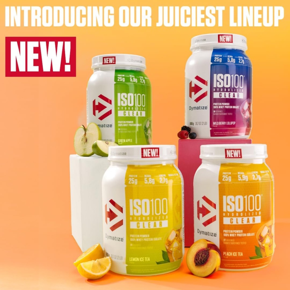 Dymatize ISO 100 Hydrolyzed clear whey protein 512g Virsiku jäätee — Peach — Powder view 2