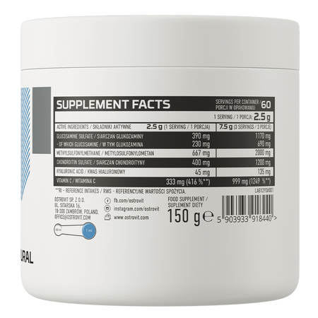 OstroVit Glucosamine + MSM + Chondroitin 150g Naturaalne Maitsetu — Unflavored — Powder view 3