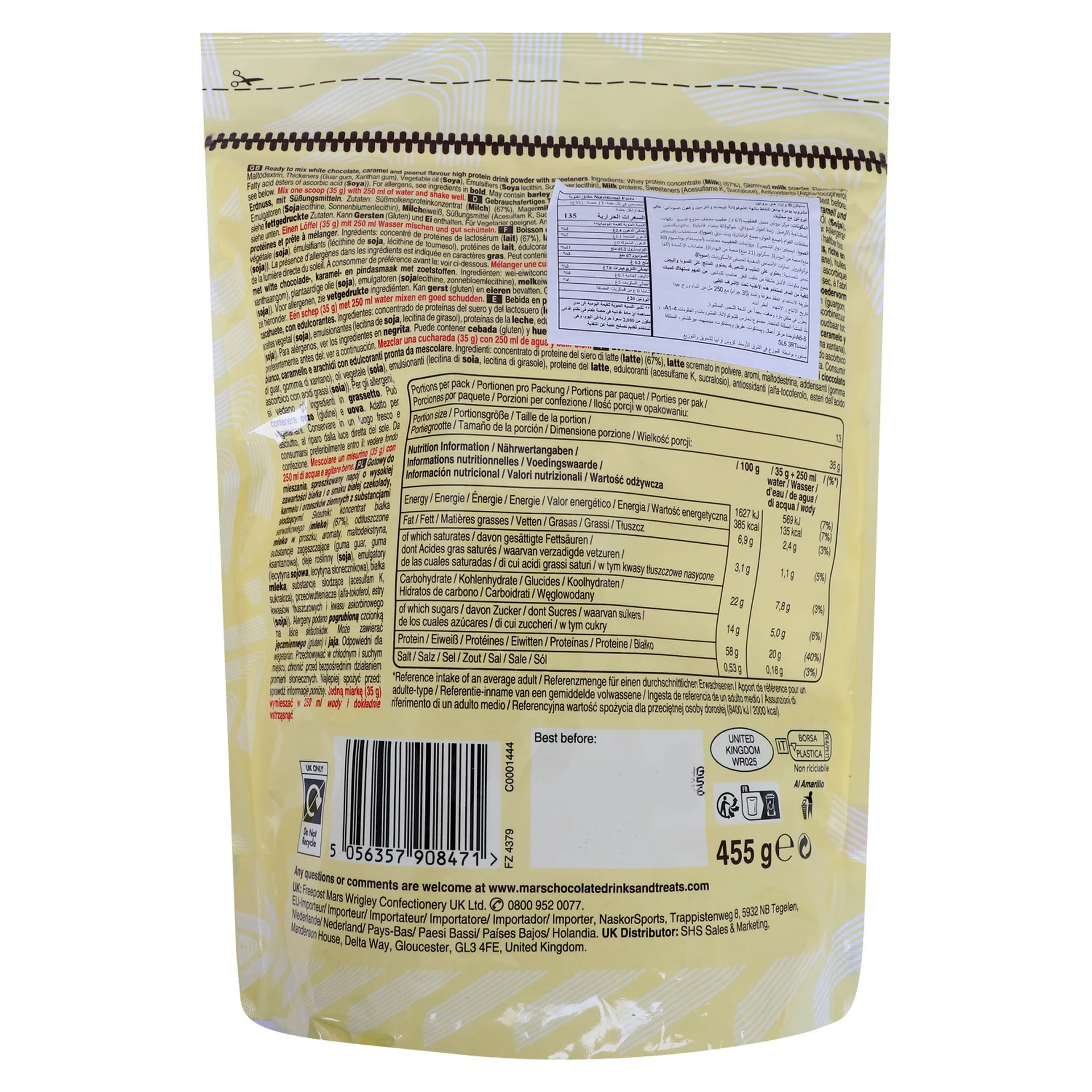 Mars Snickers Hi Protein - White Chocolate Caramel & Peanut — Chocolate — Powder view 3