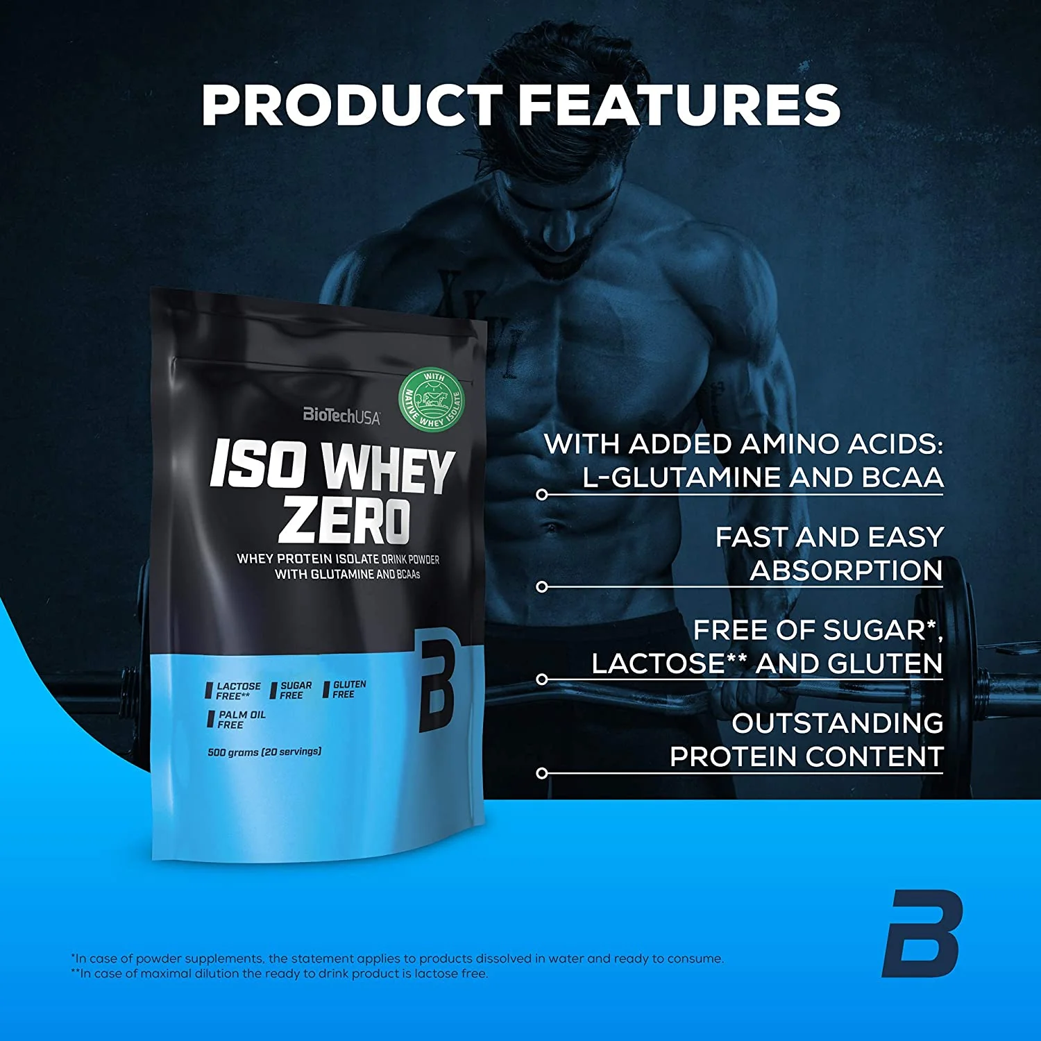 BIOTECHUSA ISO WHEY ZERO 500g Valge šokolaad — Chocolate — Powder view 2