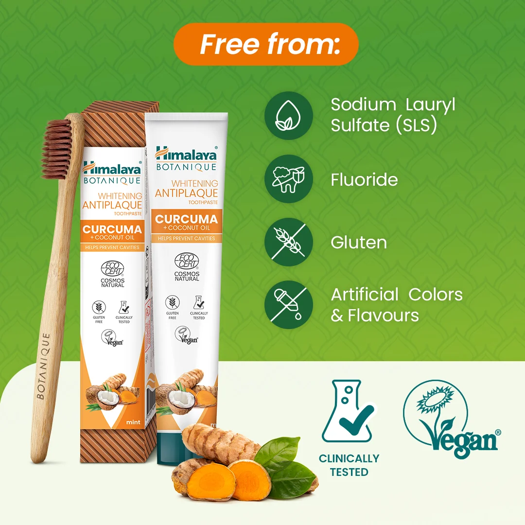 Himalaya Botanique Valgendav kurkumi ja kookosõli hambapasta 75 ml — Coconut view 2