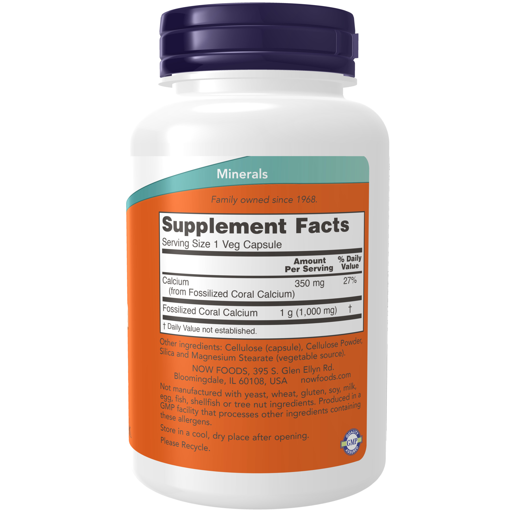 NOW Coral Calcium 1000 mg - 100 Veg Capsules — Capsules view 2