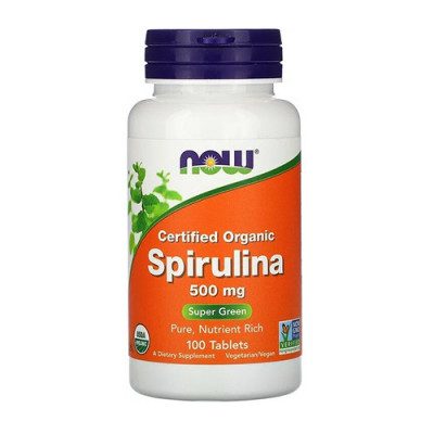 NOW Organic Spirulina 500mg 100tabs — Tabs view 1