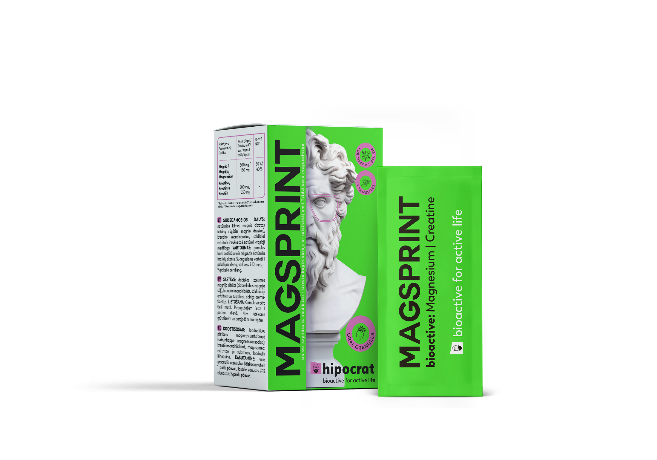 Hipocrat Magsprint graanulid kreatiiniga, 14 pakki — Powder - product image