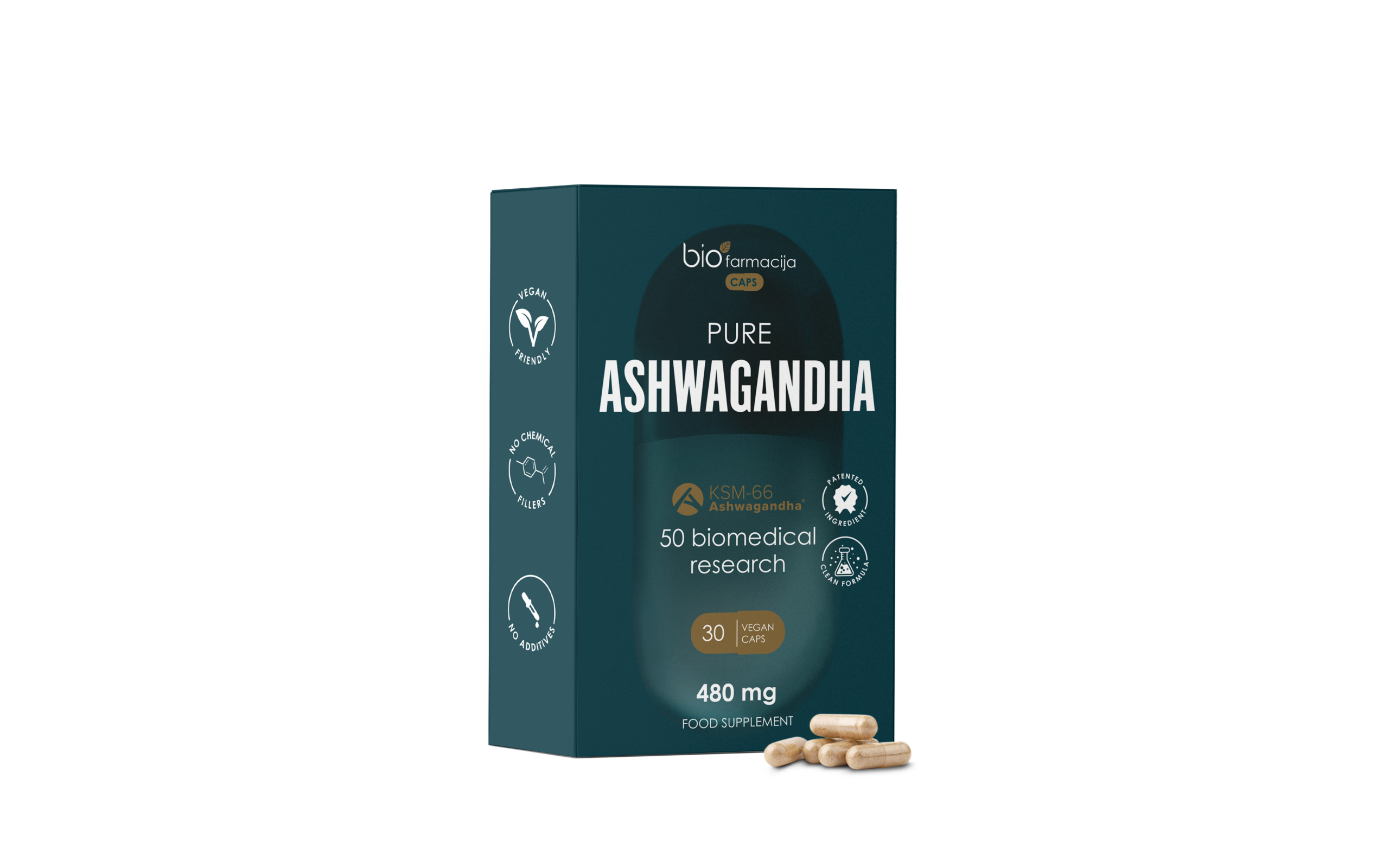 UUS! CAPS Pure ASHWAGANDHA närvisüsteemile ja unele, 30 kapslit — Capsules - product image