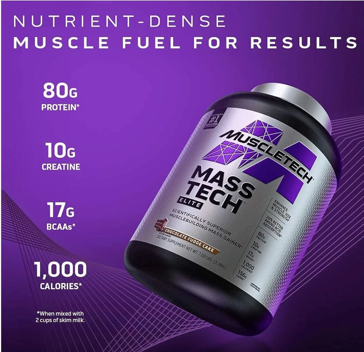 MuscleTech Mass Tech 3.2kg  Šokolaadikook — Chocolate — Powder view 2