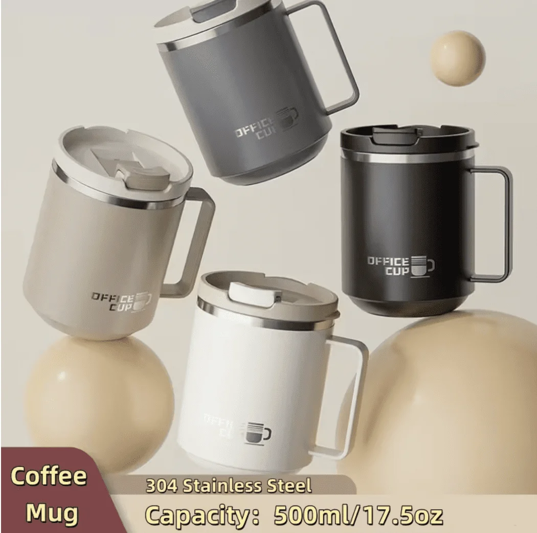 Stiilne roostevabast terasest termostass kaanega, kontorisse 500ml valge — Accessory view 2