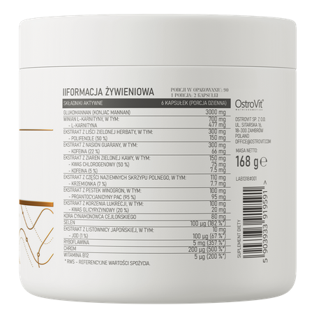 OstroVit Slim Care Glucomannan & L-Carnitine & Green Tea Extract 180 kapslit — Capsules view 3