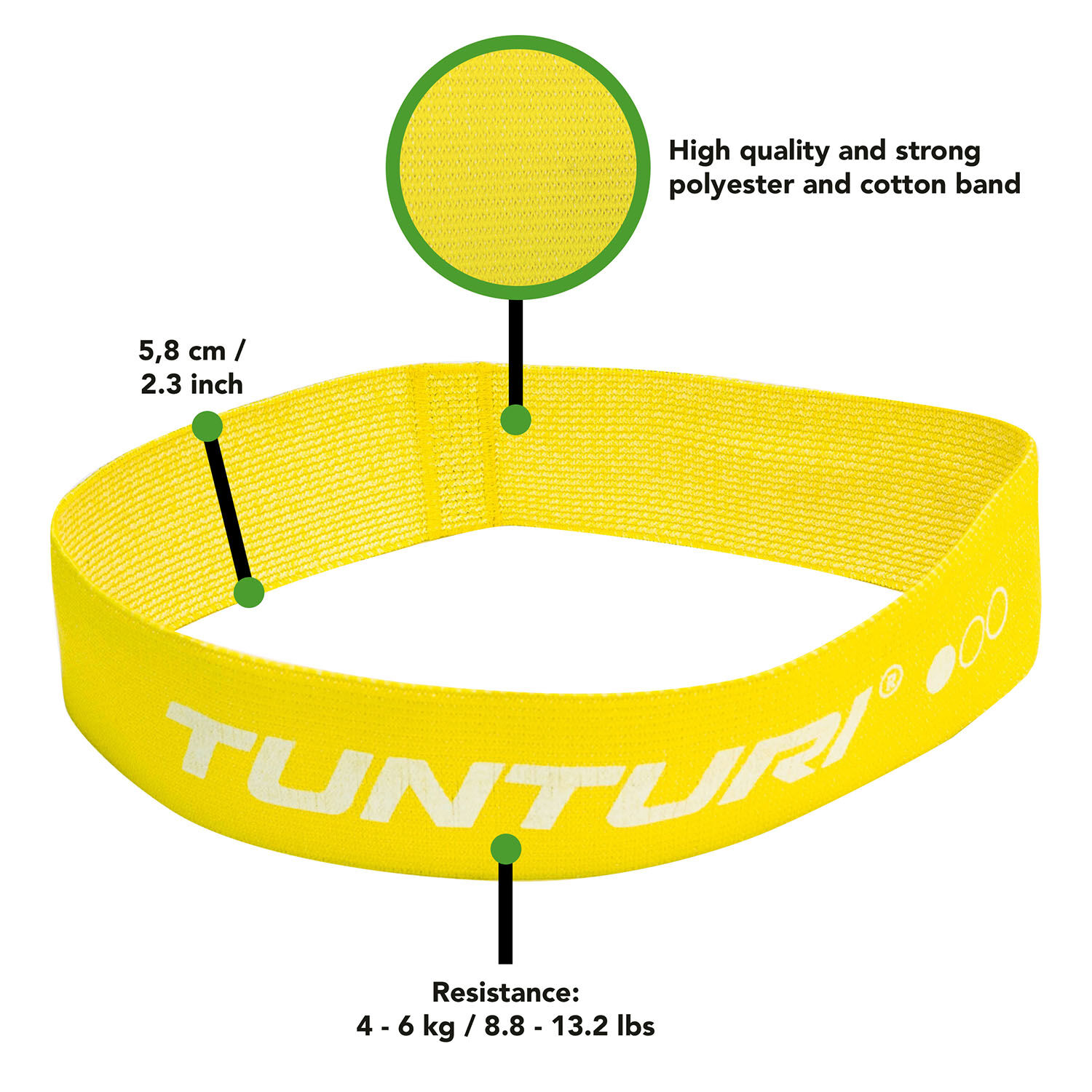 Venituskumm Tunturi Textile Light kollane view 3