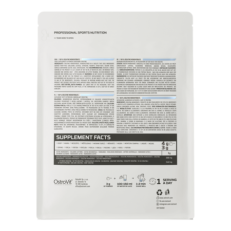 OstroVit Creatine Monohydrate 500g Naturaalne — Unflavored — Powder view 3