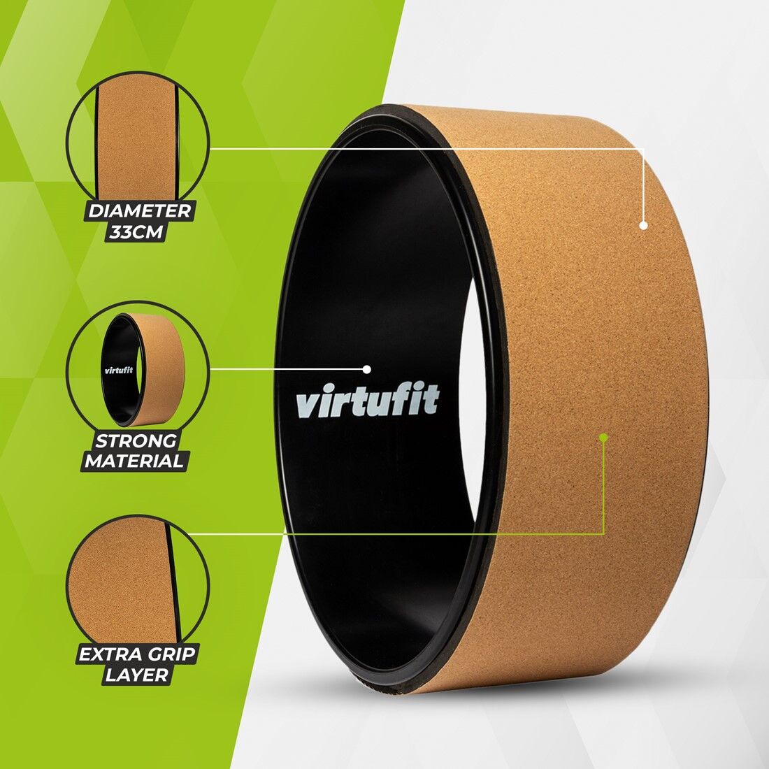 Joogarõngas VirtuFit Premium Cork Yoga Wheel - 33 cm view 2