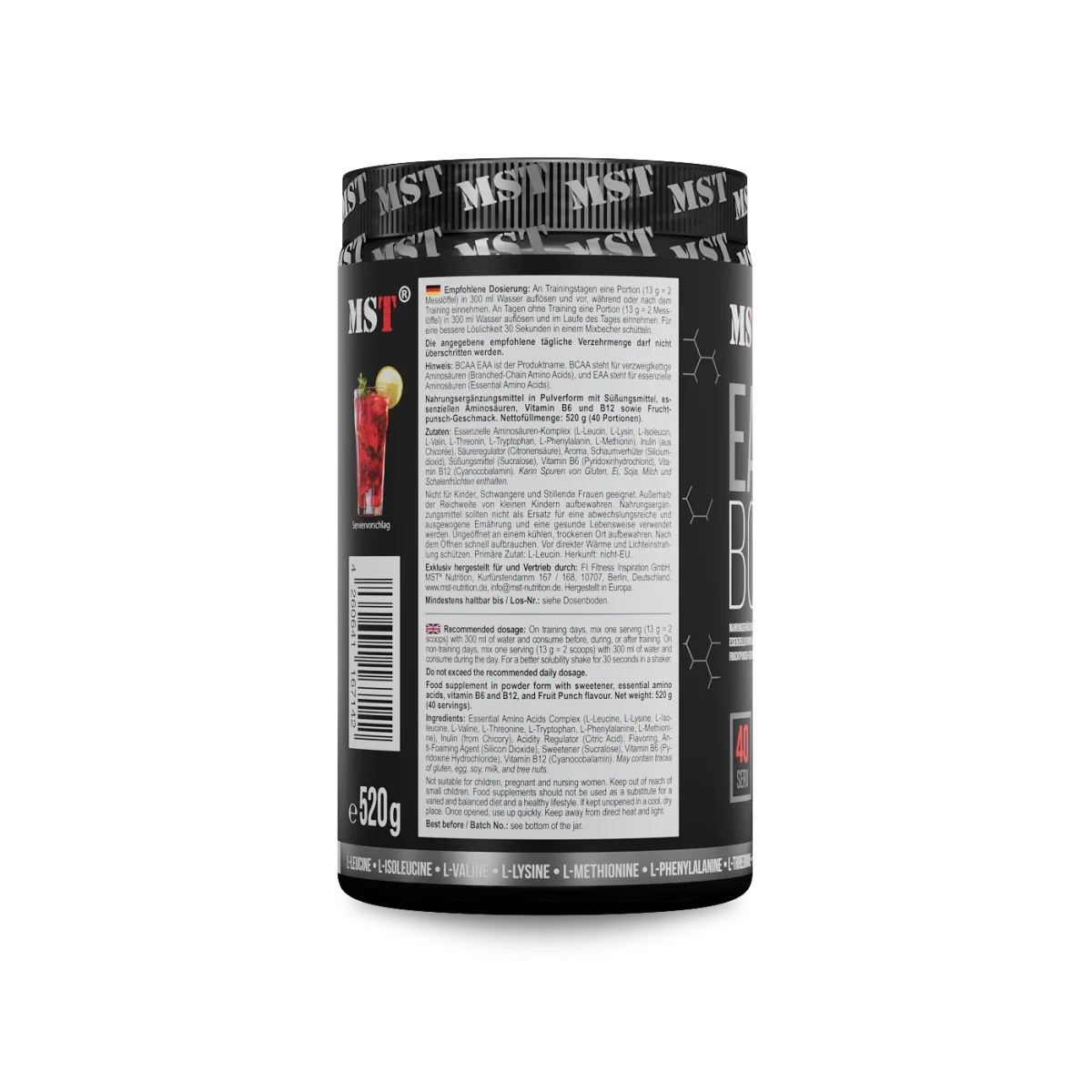 MST BCAA EAA 40serv Puuviljapunch — Powder view 3