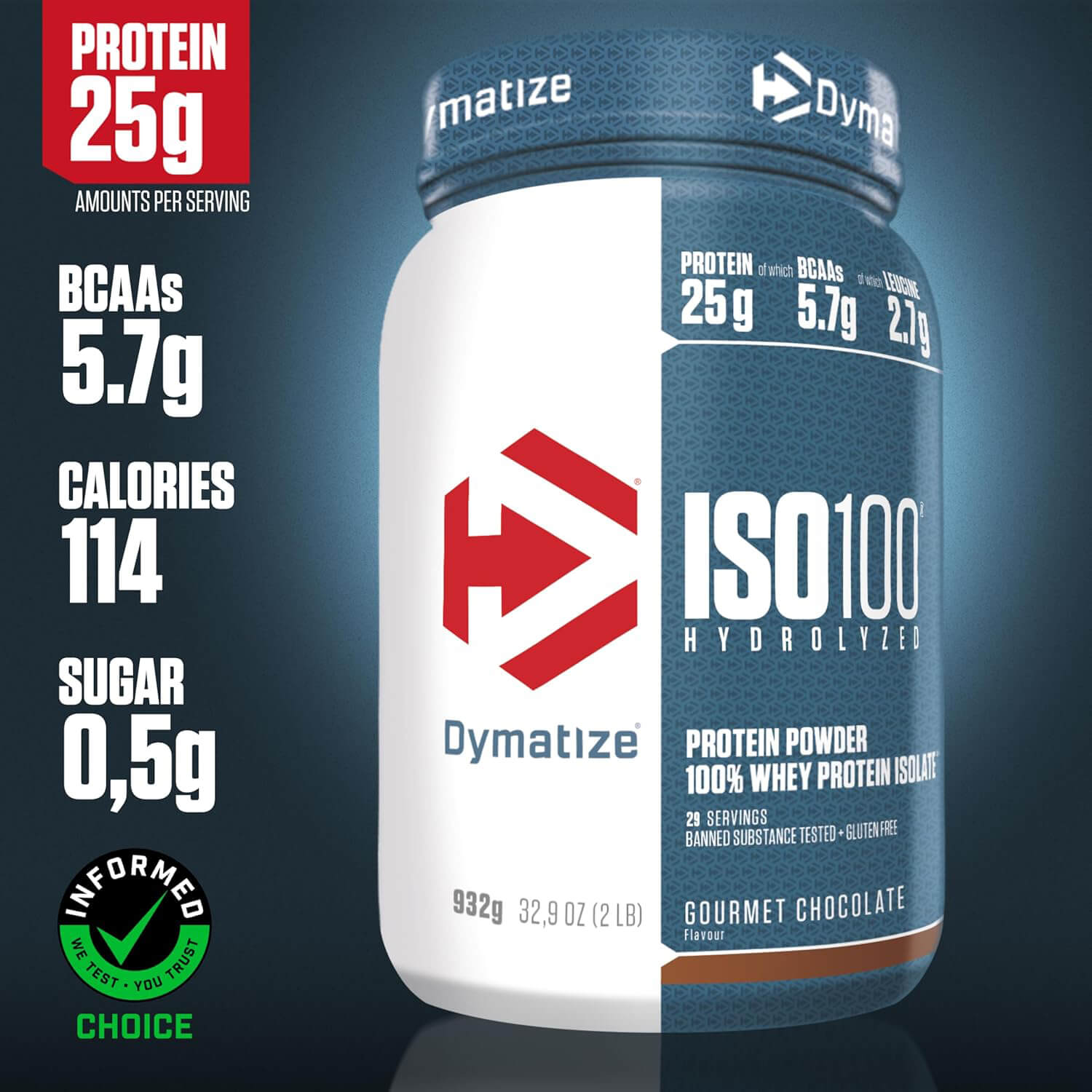 Dymatize ISO 100 Гидролизованный Изолят Сывороточного Белка Шоколад — Chocolate — Powder view 2