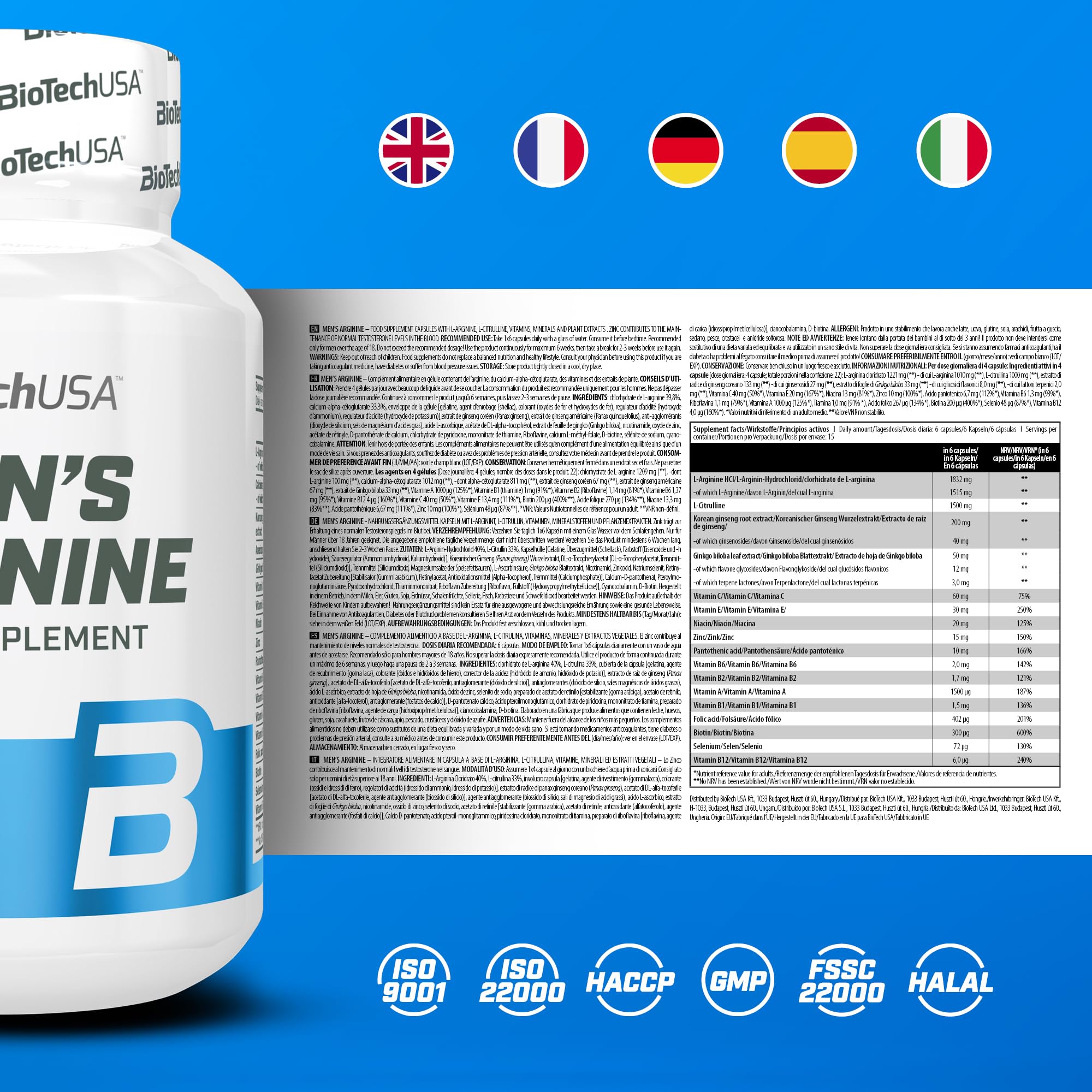 BIOTECHUSA Mens Arginine 90tab — Capsules view 2