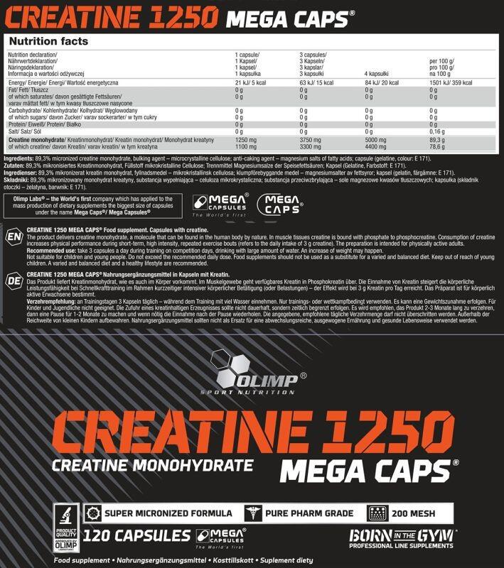 Olimp Sport Nutrition Kreatiin 1250 Mega 120 kapslit — Capsules view 3
