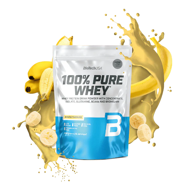 BIOTECHUSA 100% PURE WHEY 454g Banaan — Banana — Powder view 1