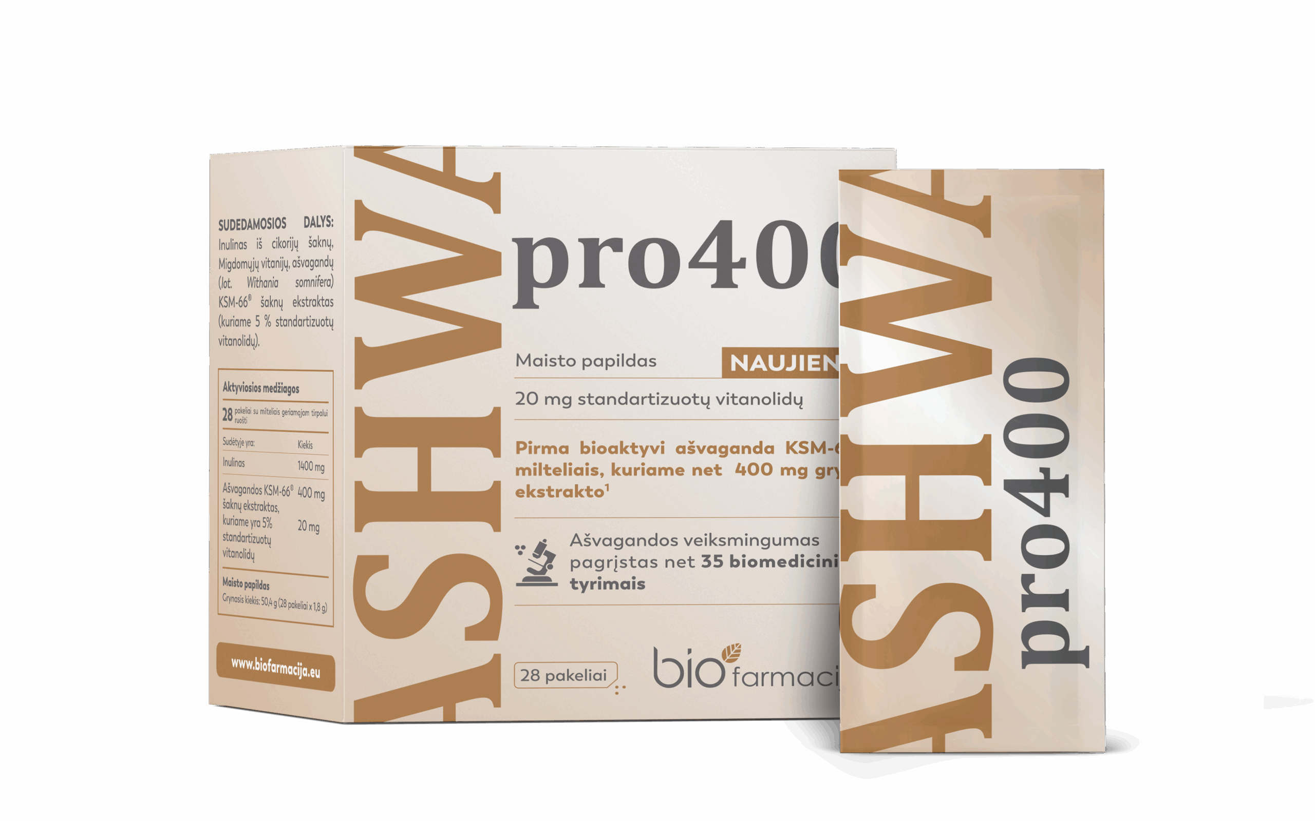 UUS! Ashwa pro400 puhas Ashwagandha KSM-66® ekstrakt, 28 pakki