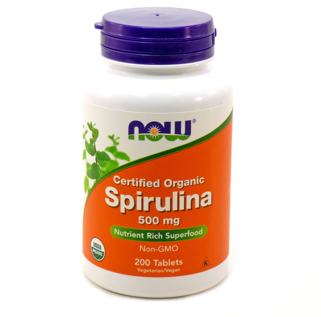 NOW Organic Spirulina 500mg 200tabs — Tabs view 1