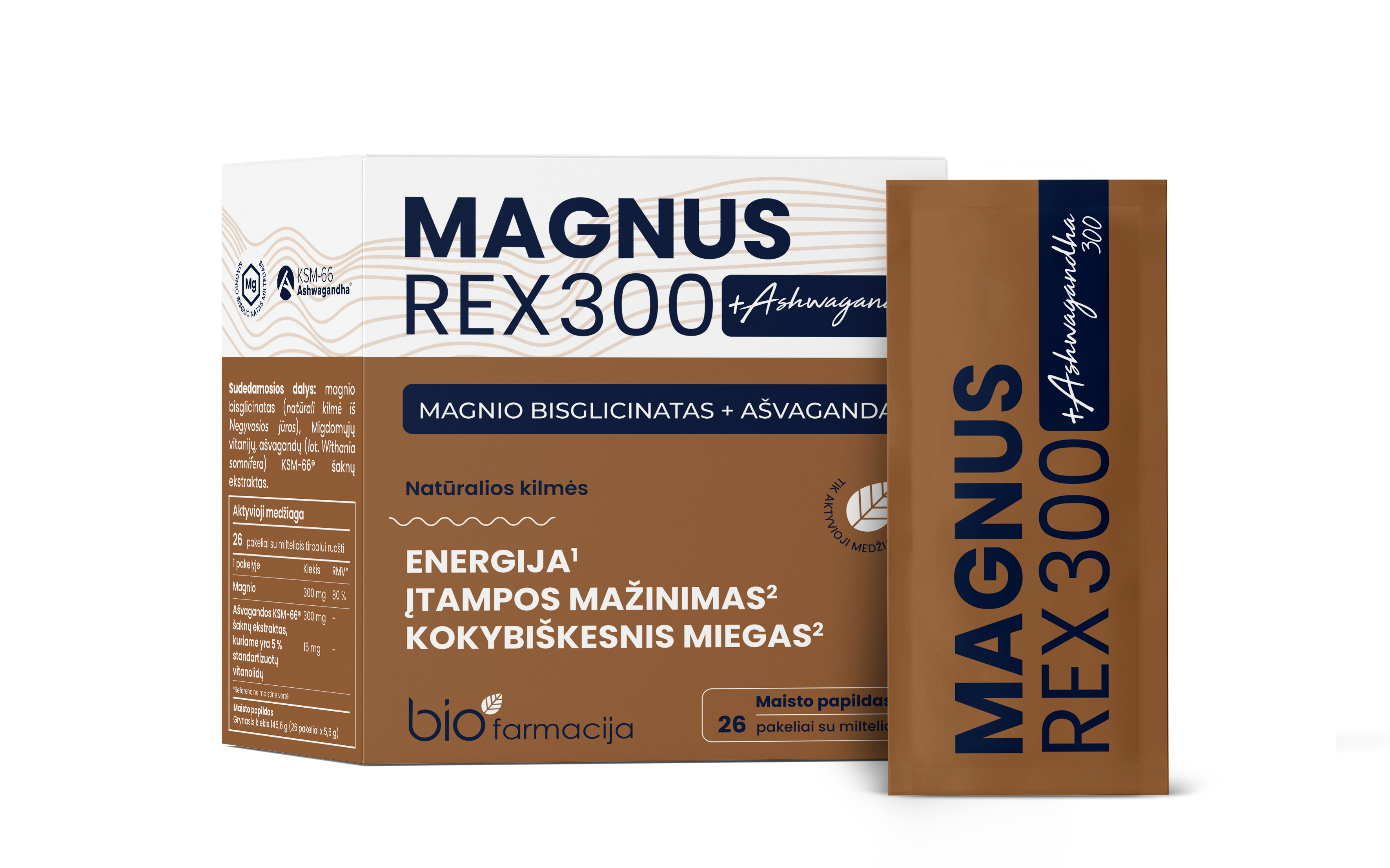 UUS! MagnusRex 300mg + Ashwagandha 300mg, 26 pakki