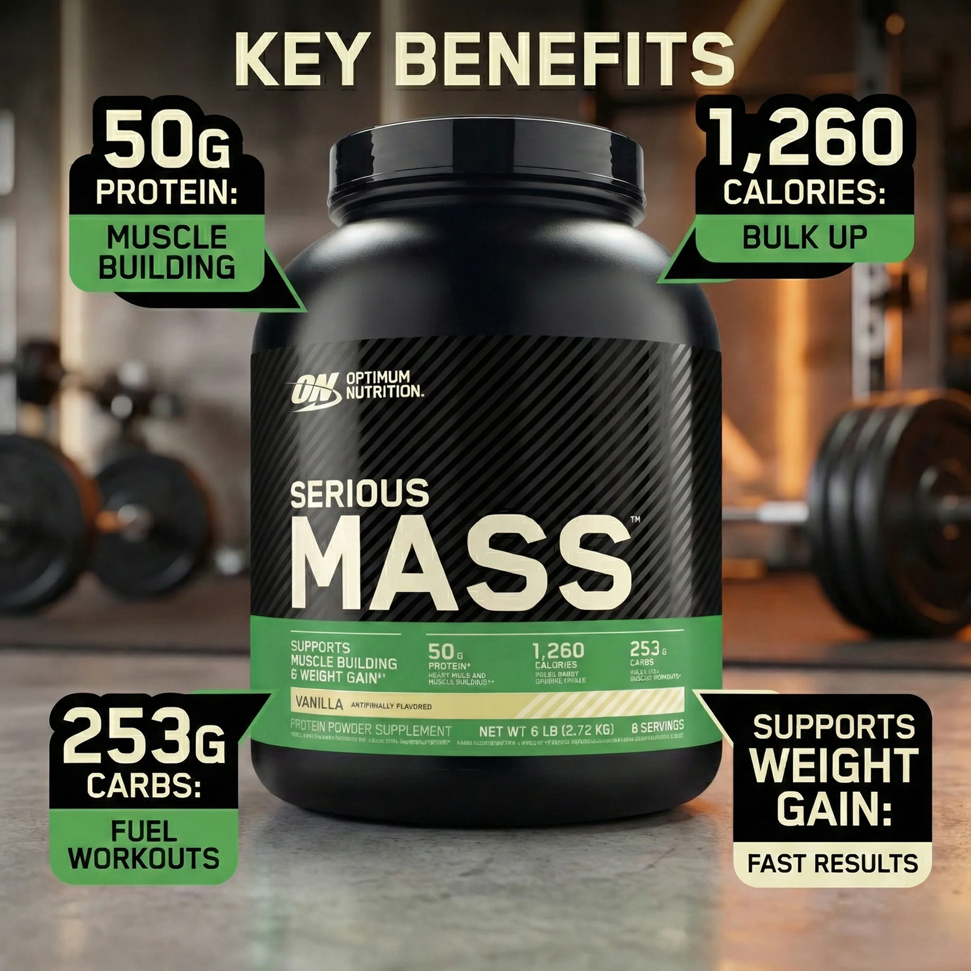 Optimum Nutrition Serious Mass 2.73kg Maasikas — Strawberry — Powder view 2