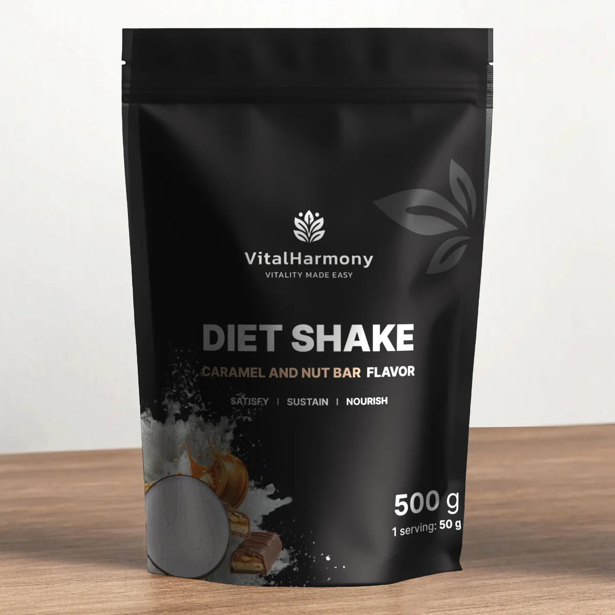 VitalHarmony Diet Shake 500g Šokolaadi-karamelli-pähklibatoon