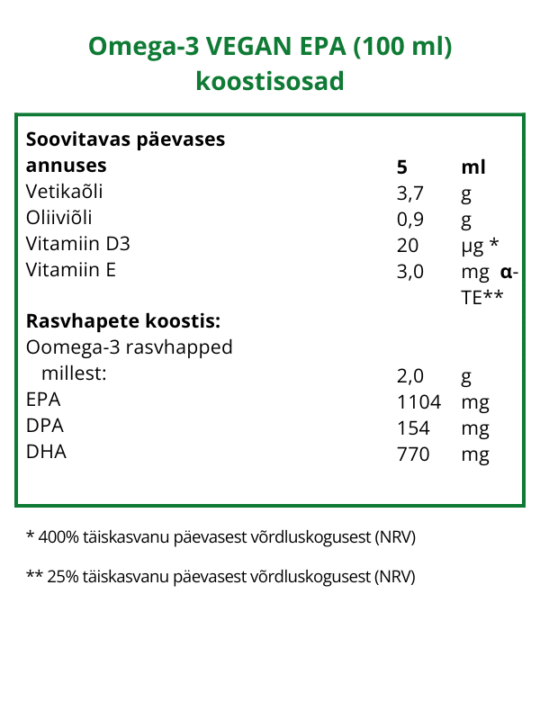 Omega-3 Vegan EPA, õli, 3×100 ml — Capsules view 5