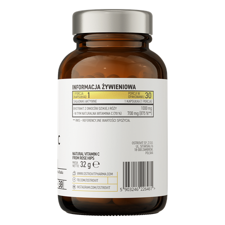 OstroVit Pharma natural Vitamin C from rose hips 30caps — Unflavored — Capsules view 3