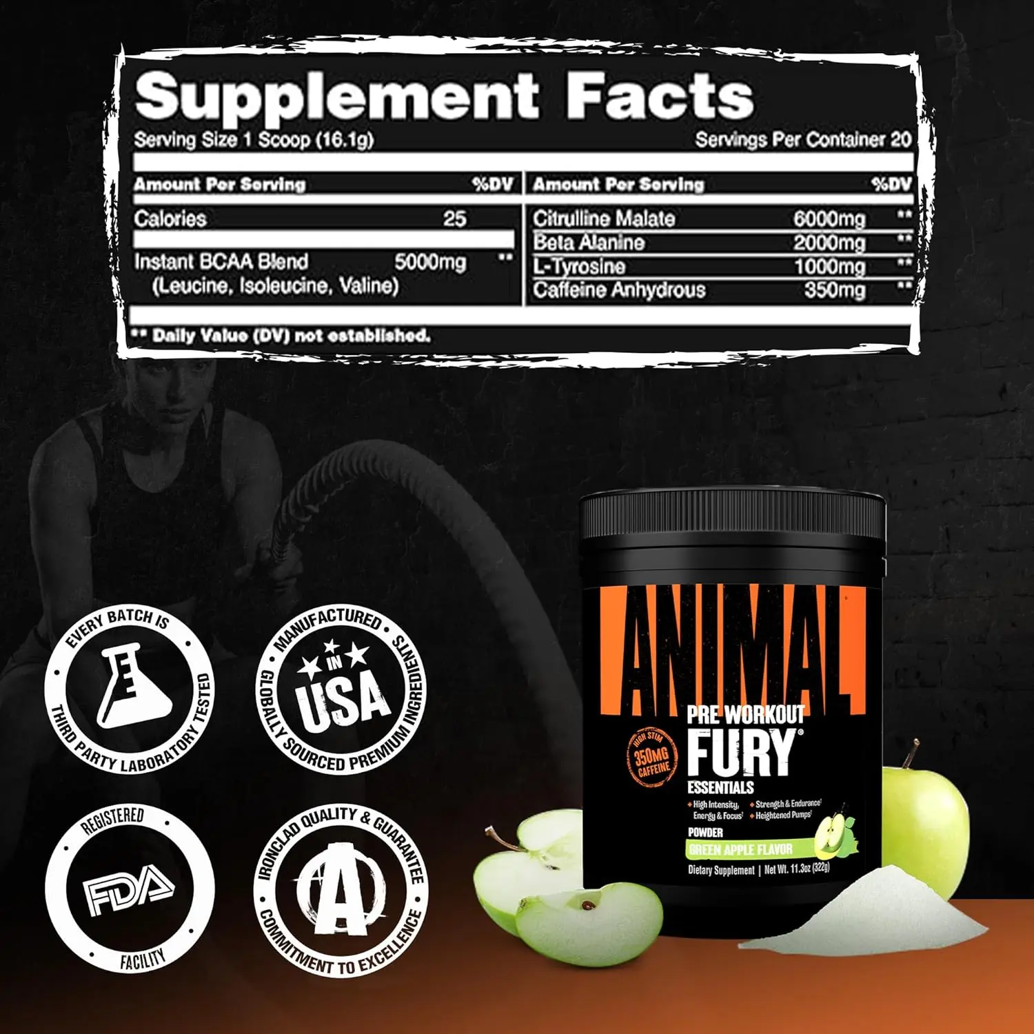 Universal Animal FURY 512g Green Apple — Apple — Powder view 3