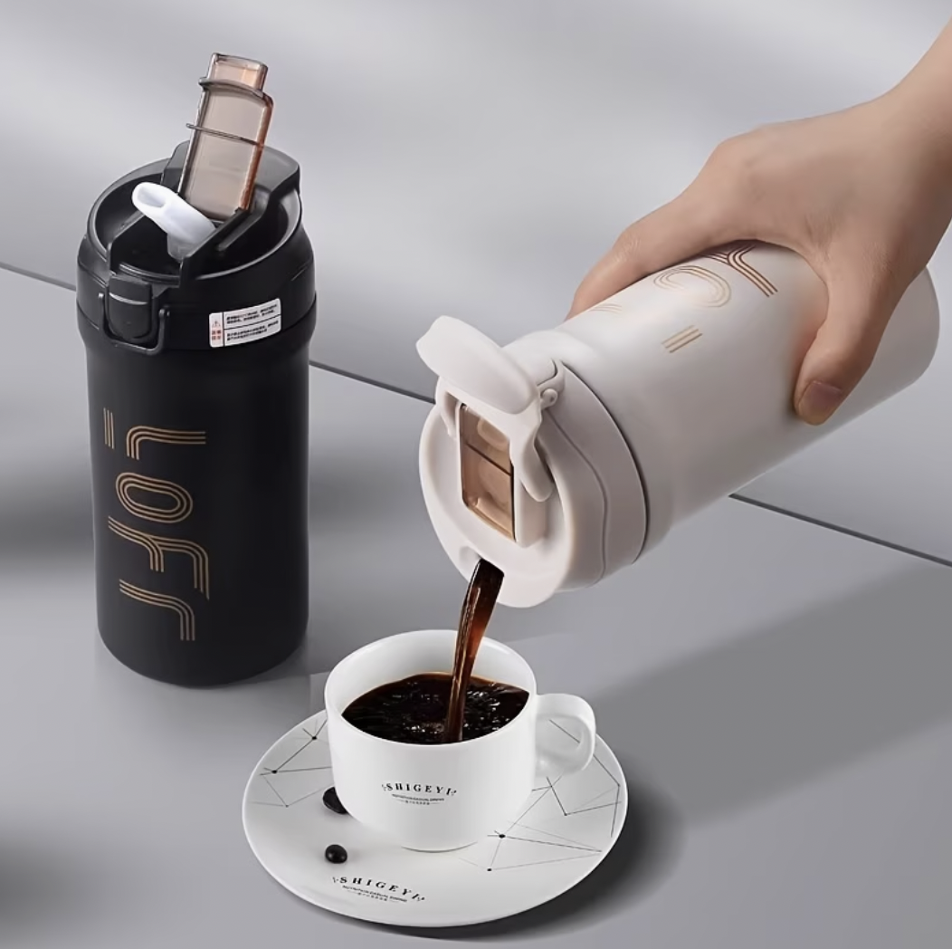 Topeltseinaga roostevabast terasest kohvikruus must 600ml — Coffee view 2