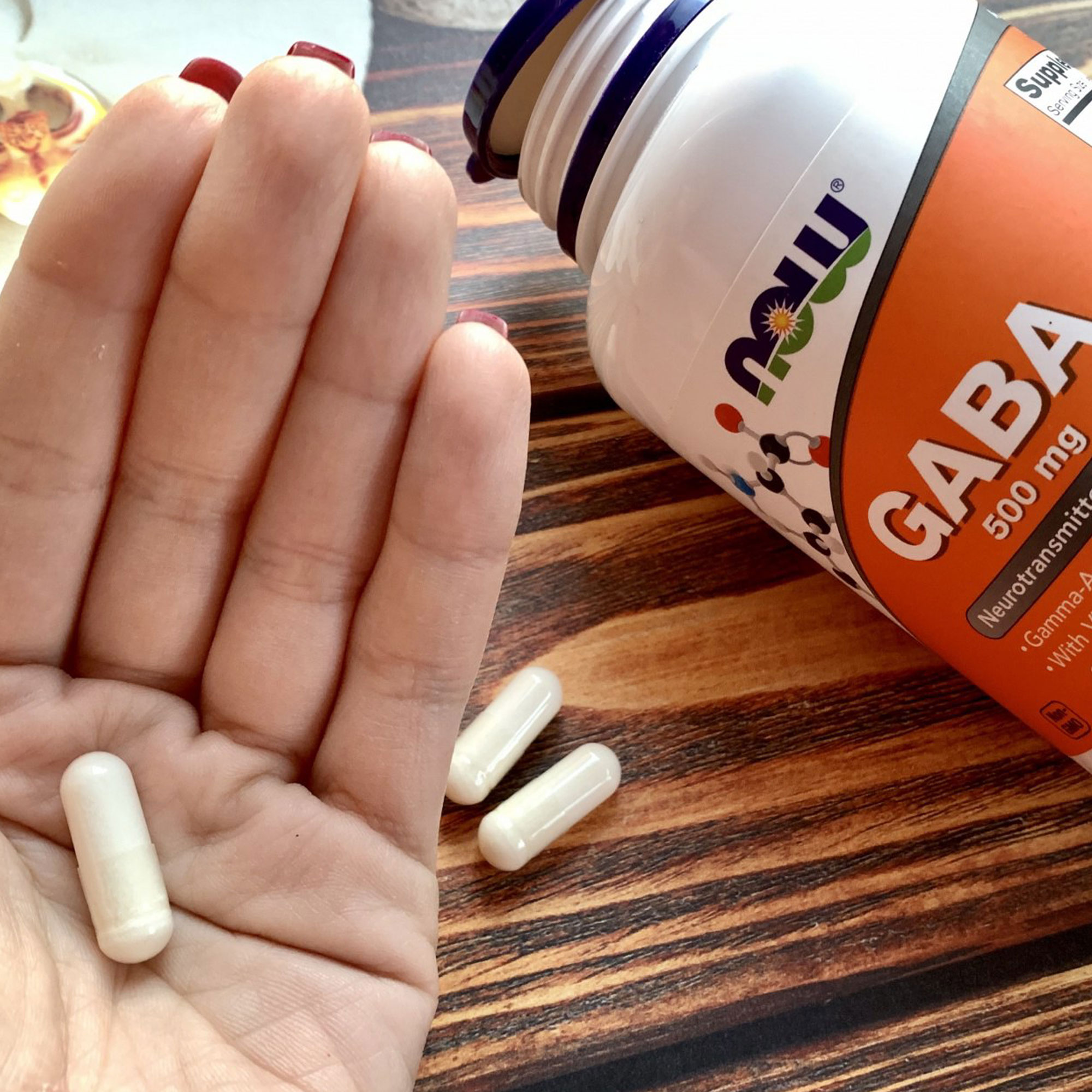 NOW GABA 500mg 200 taimset kapslit — Capsules view 3