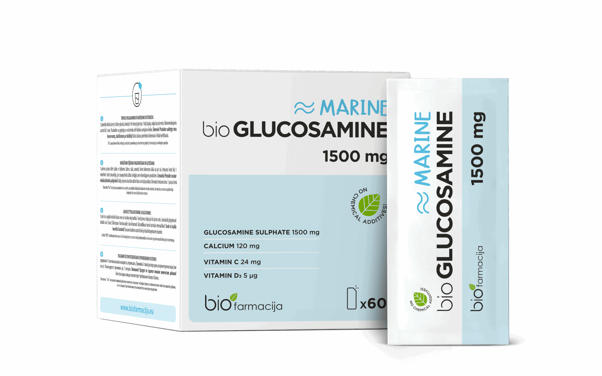 Glucosamine Marine liigestele ja luudele, 60 pakki — Powder - product image