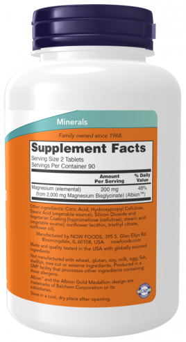 NOW Magnesium Glycinate 180tabs — Capsules view 2