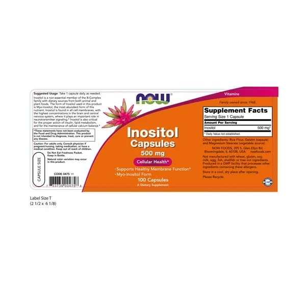 NOW Inositol 500mg 100caps — Capsules view 2