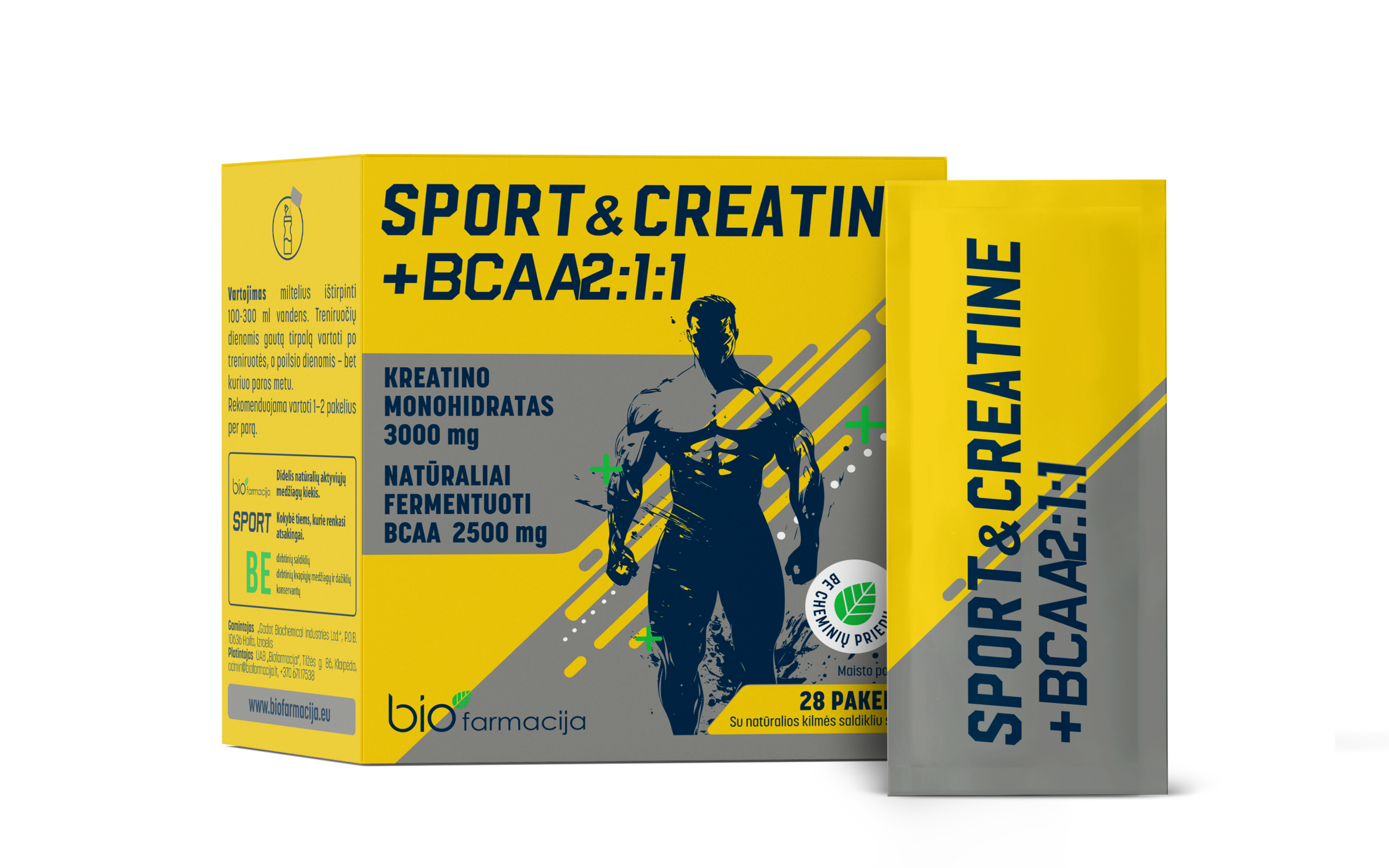 UUS! Sport&Creatine BCAA 2:1:1 kreatiin aminohapetega, 28 pakki — Powder - product image