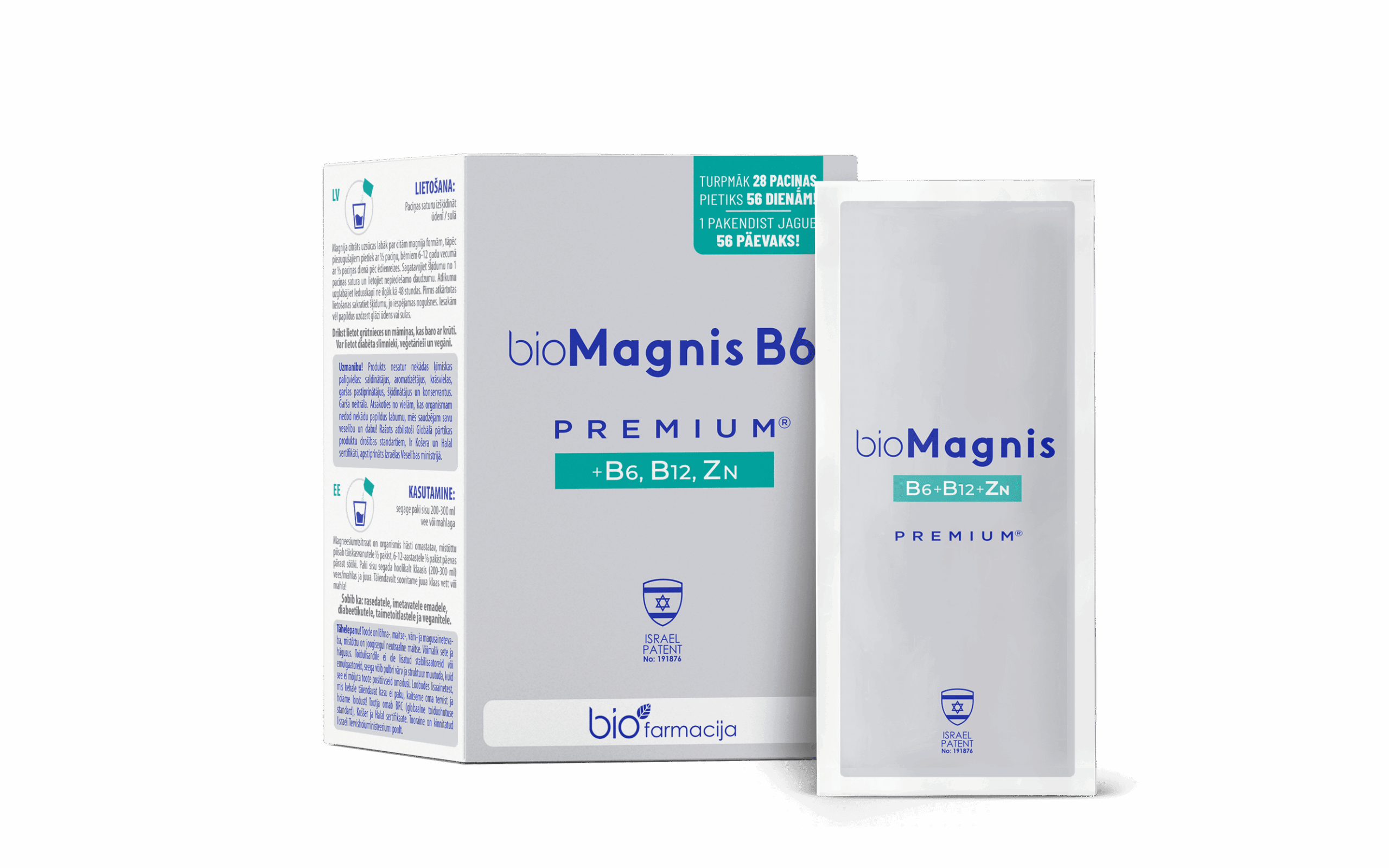 bioMagnis B6 Premium magneesium koos B-vitamiinidega, 28 pakki