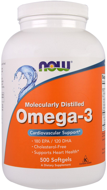 NOW Omega 3 1000mg Softgels 500 Count — Capsules - image 1 of 3