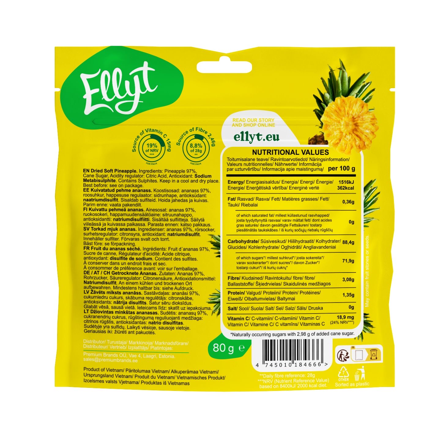 Pehme kuivatatud ananass 80g — Pineapple — Snack view 3