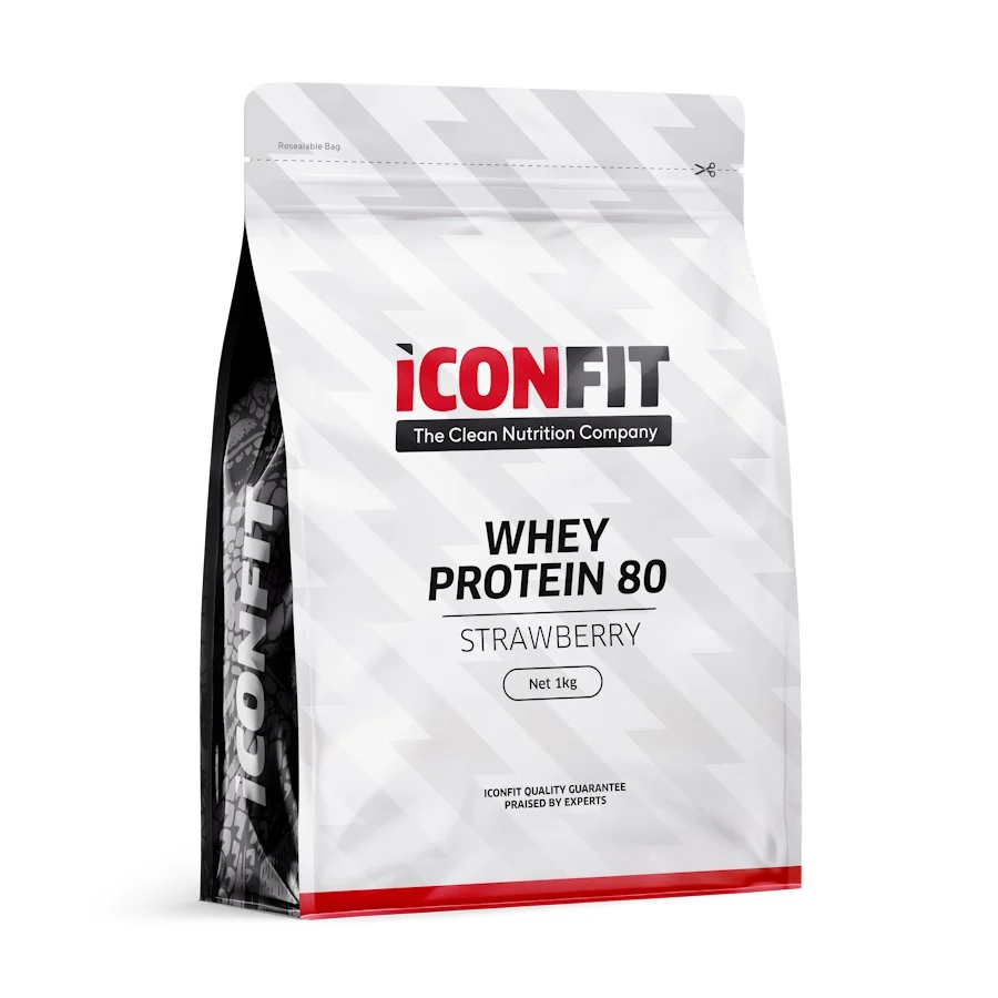 ICONFIT Whey Protein 80 Maasikas 1kg — Strawberry — Bar view 1