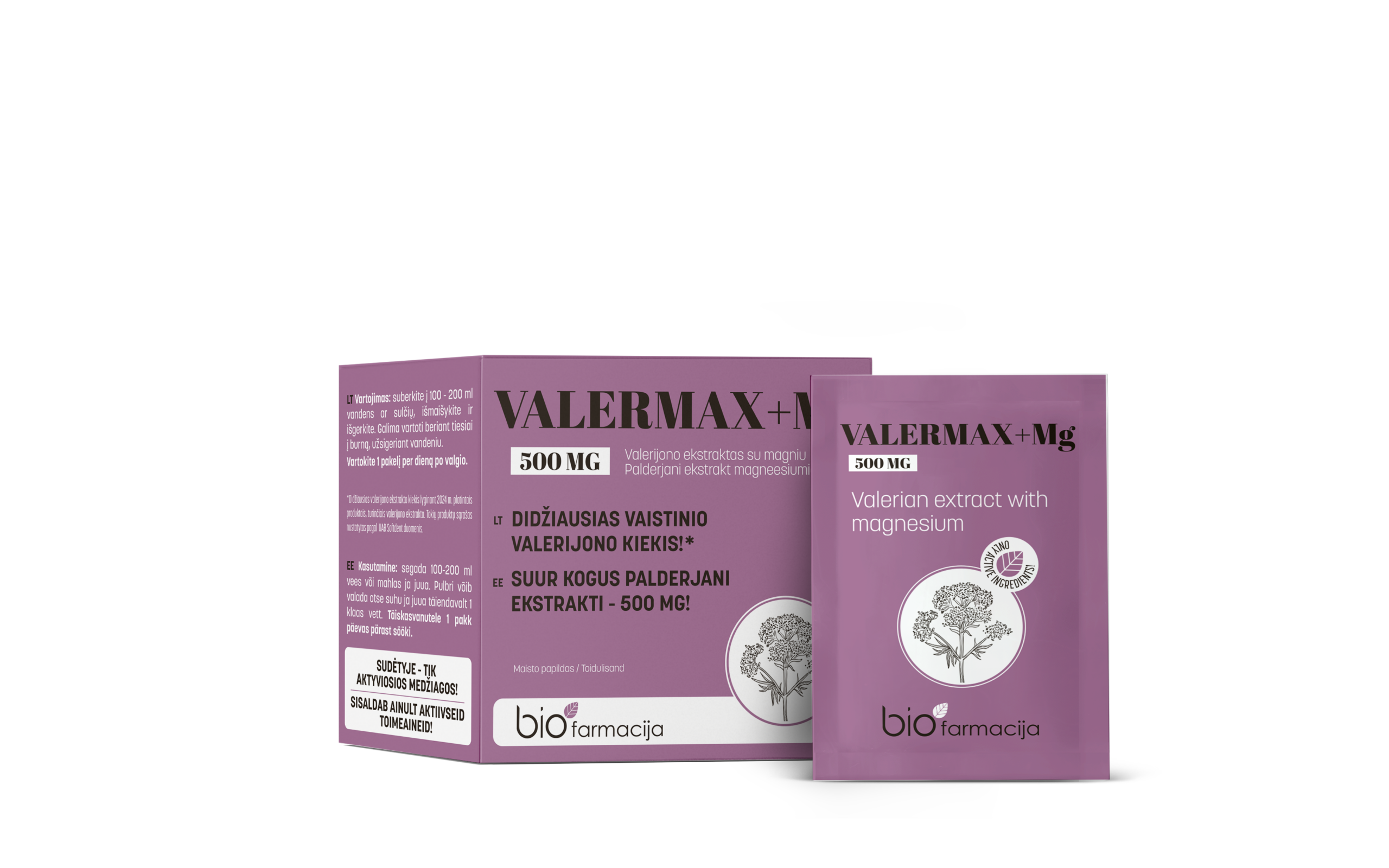Valermax 500mg + Mg suur kogus puhast palderjani ekstrakti, N28 — Powder - product image