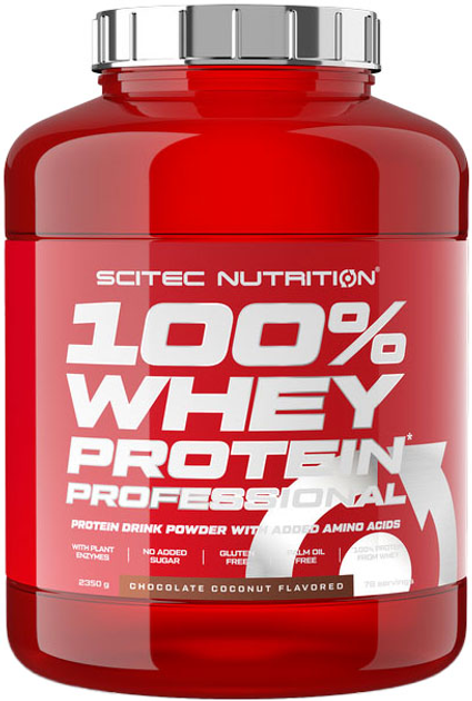 Scitec 100% Whey Protein Professional 2350g Kookos-šokolaad — Chocolate — Powder view 1