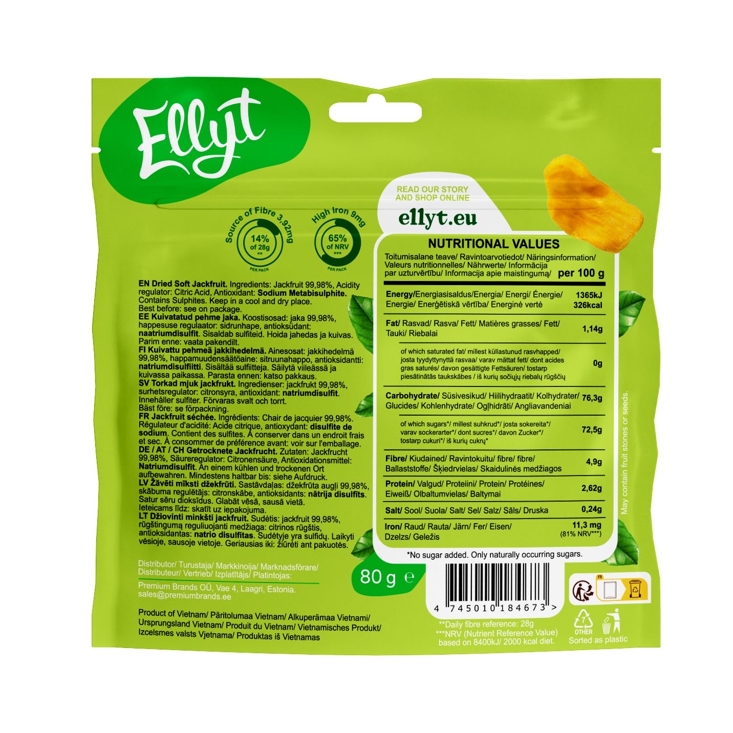 Pehme kuivatatud jaka (jackfruit) 80g — Snack view 3