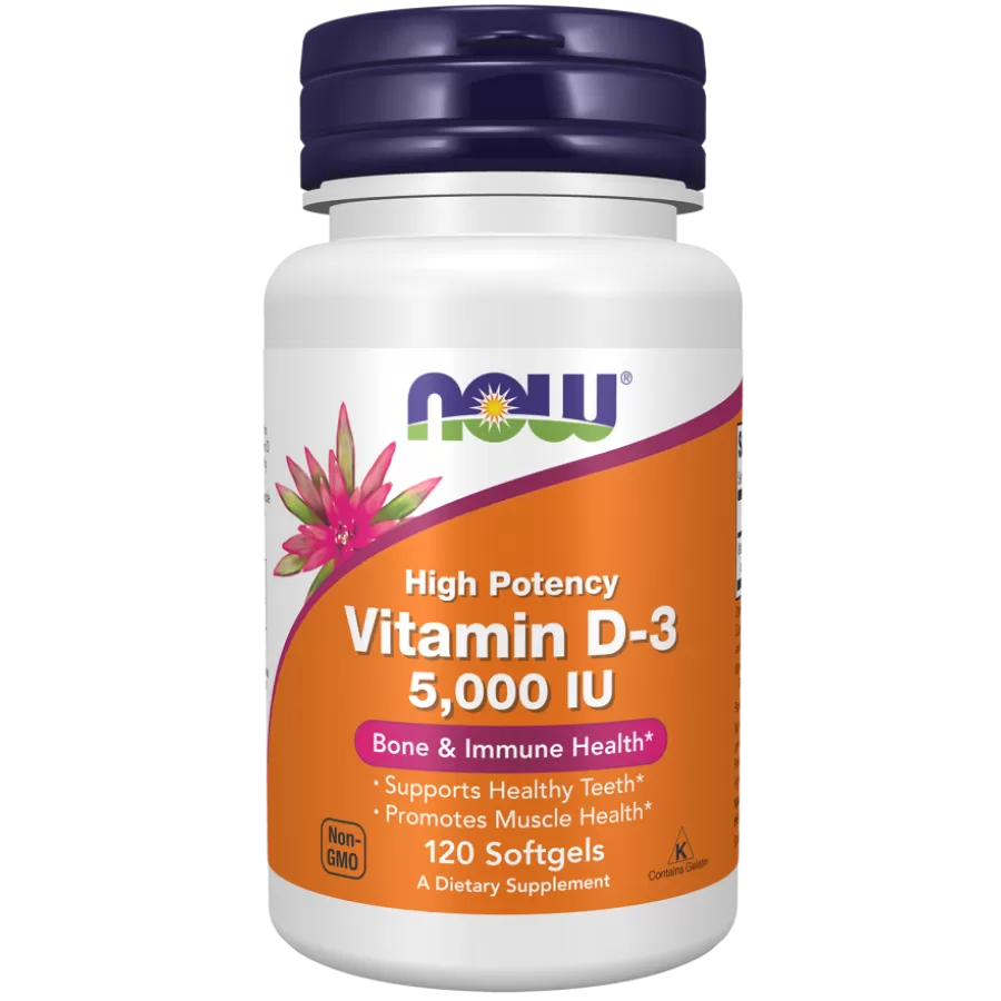 NOW Vitamin D3 5000 IU 120 softgels — Softgels - image 1 of 2