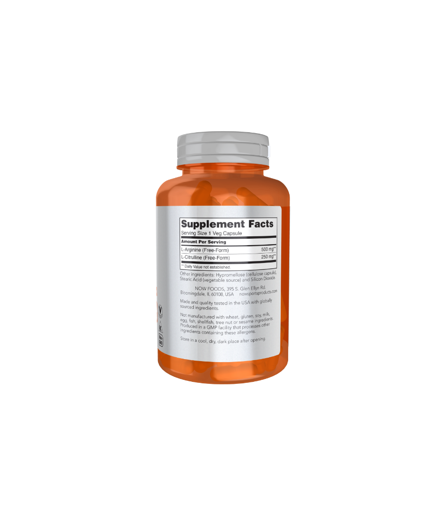 NOW Foods Arginine 500mg & Citrulline 120caps — Capsules view 2