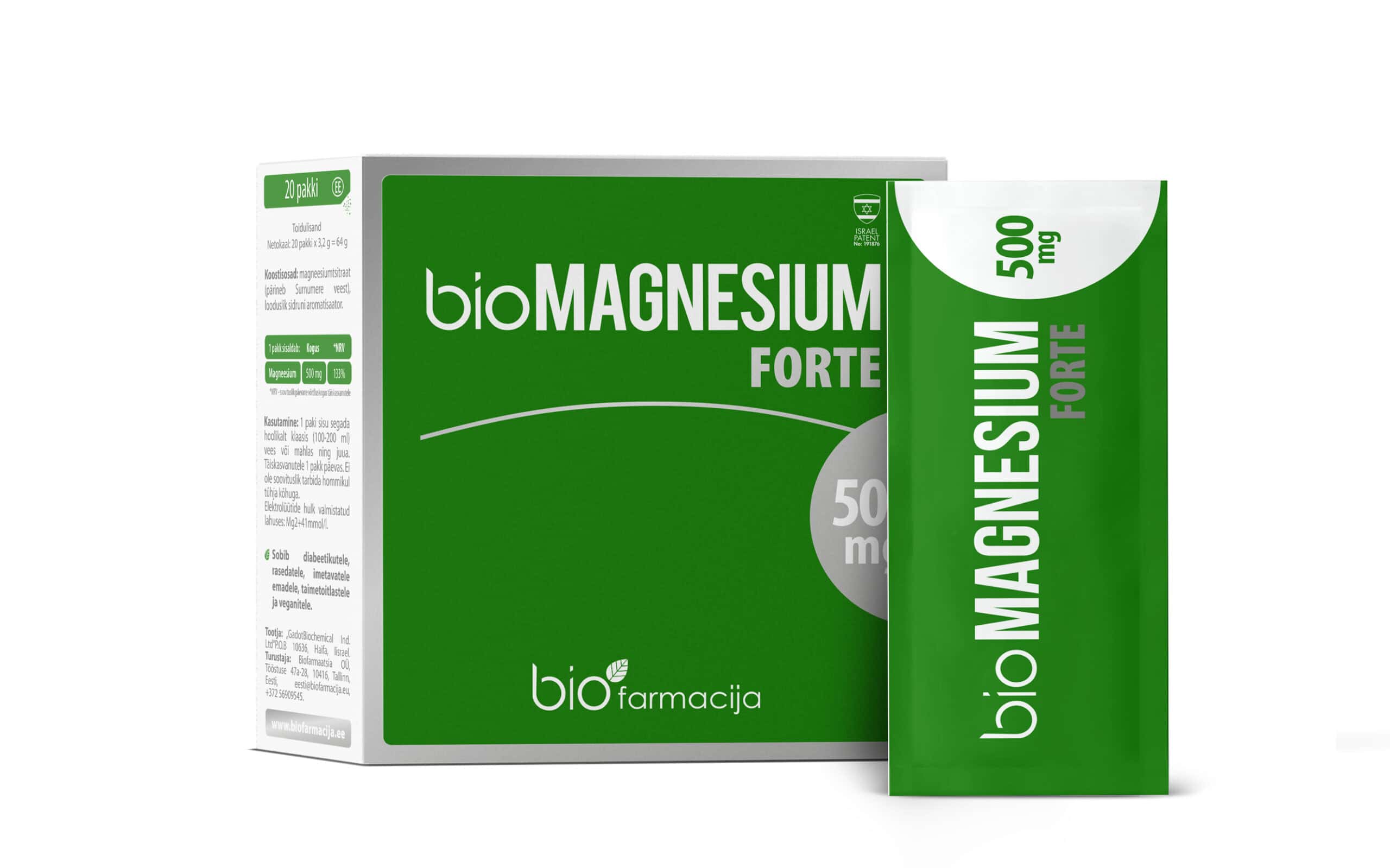 bioMagnesium Forte 500mg puhas magneesiumtsitraat, 20 pakki