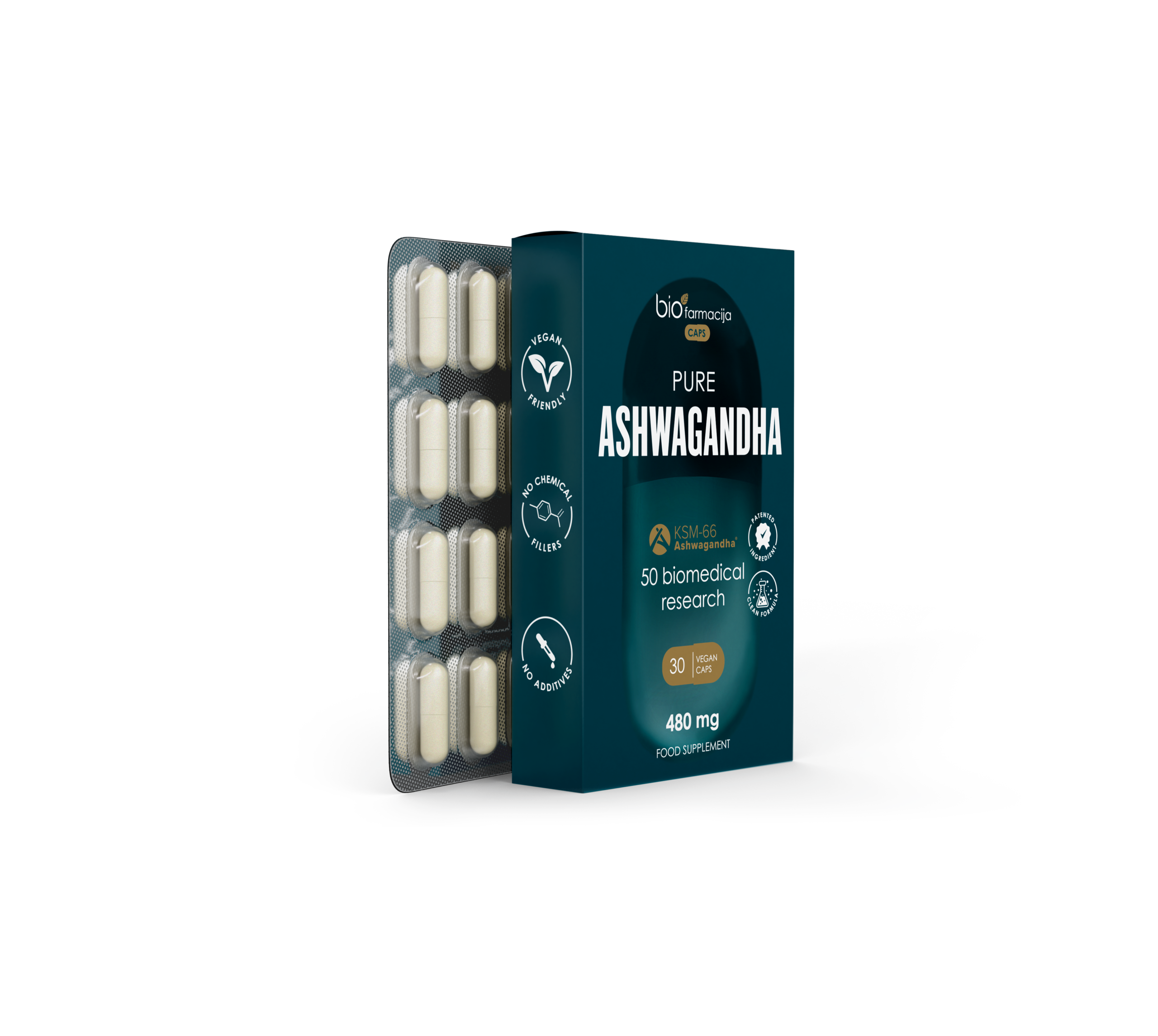 UUS! CAPS Pure Ashwagandha närvisüsteemile ja unele, 30 kapslit — Capsules view 2
