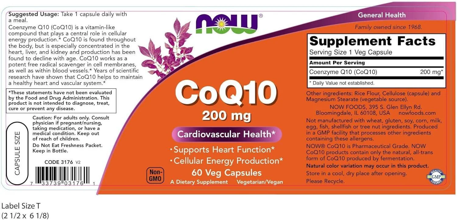 NOW CoQ10 200mg 60 veg. caps. — Capsules view 2