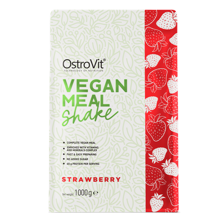 OstroVit Vegan Meal Shake 1000g Maasikas — Strawberry — Powder view 2