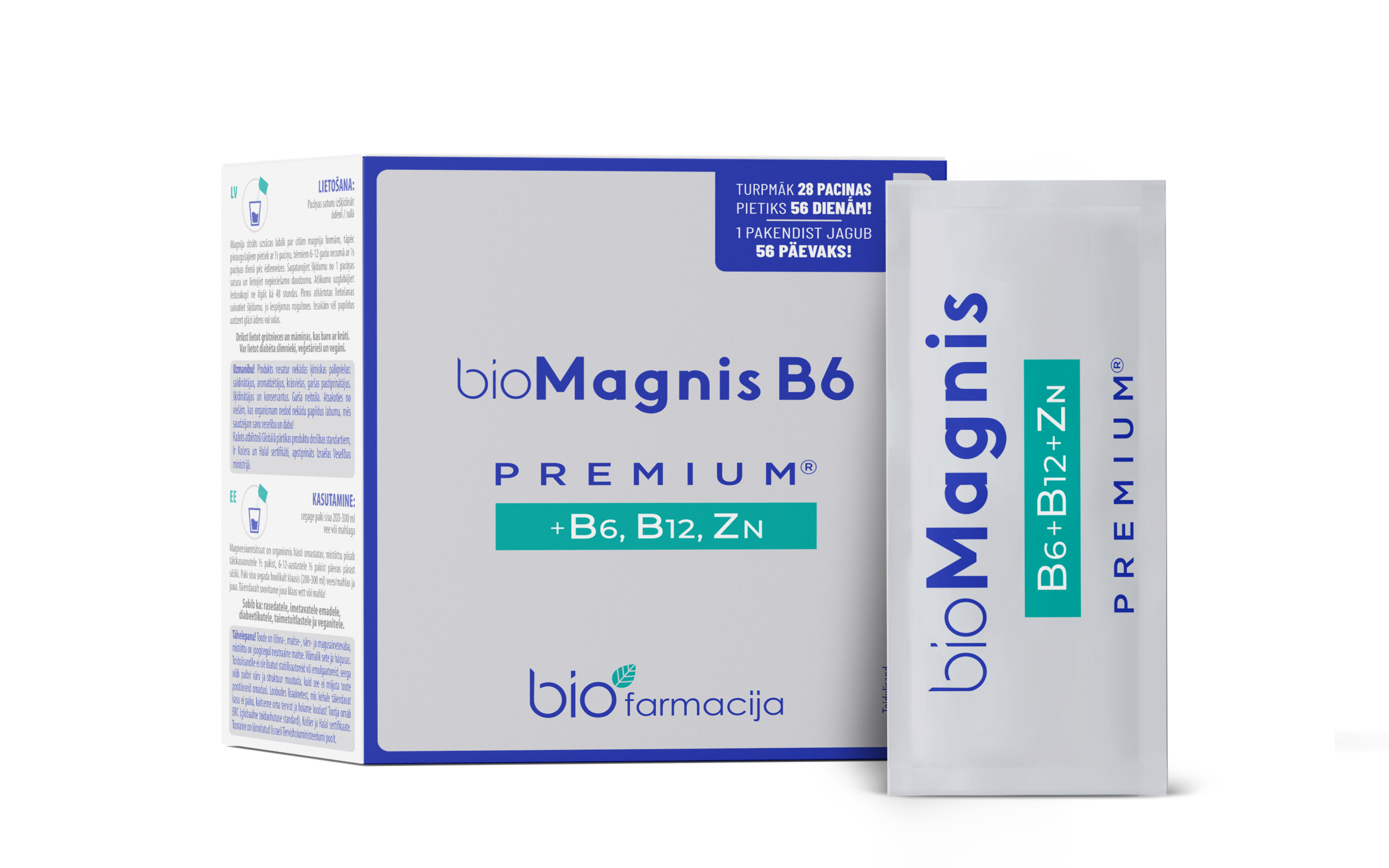 bioMagnis B6 Premium magneesium koos B-vitamiinidega, 28 pakki — Tabs - product image
