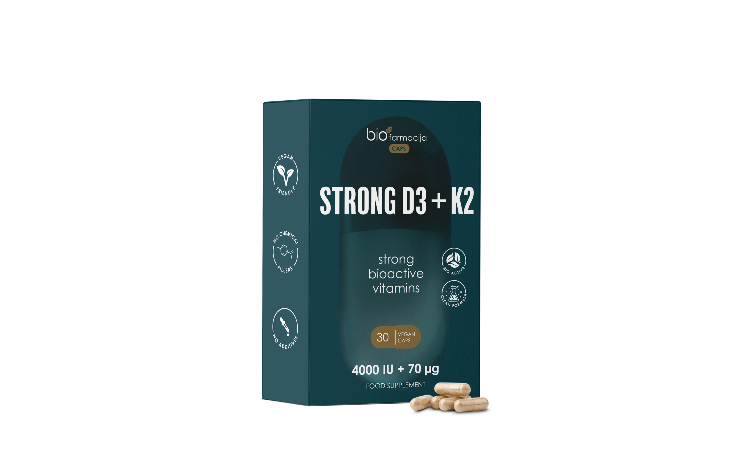 UUS! CAPS STRONG D3+K2 immunsüsteemile, luudele, lihastele, 30 kapslit — Capsules - product image